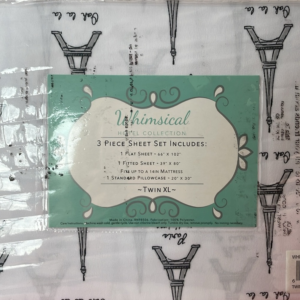 Three piece Paris sheet set size twin XL - Picture 2 of 3